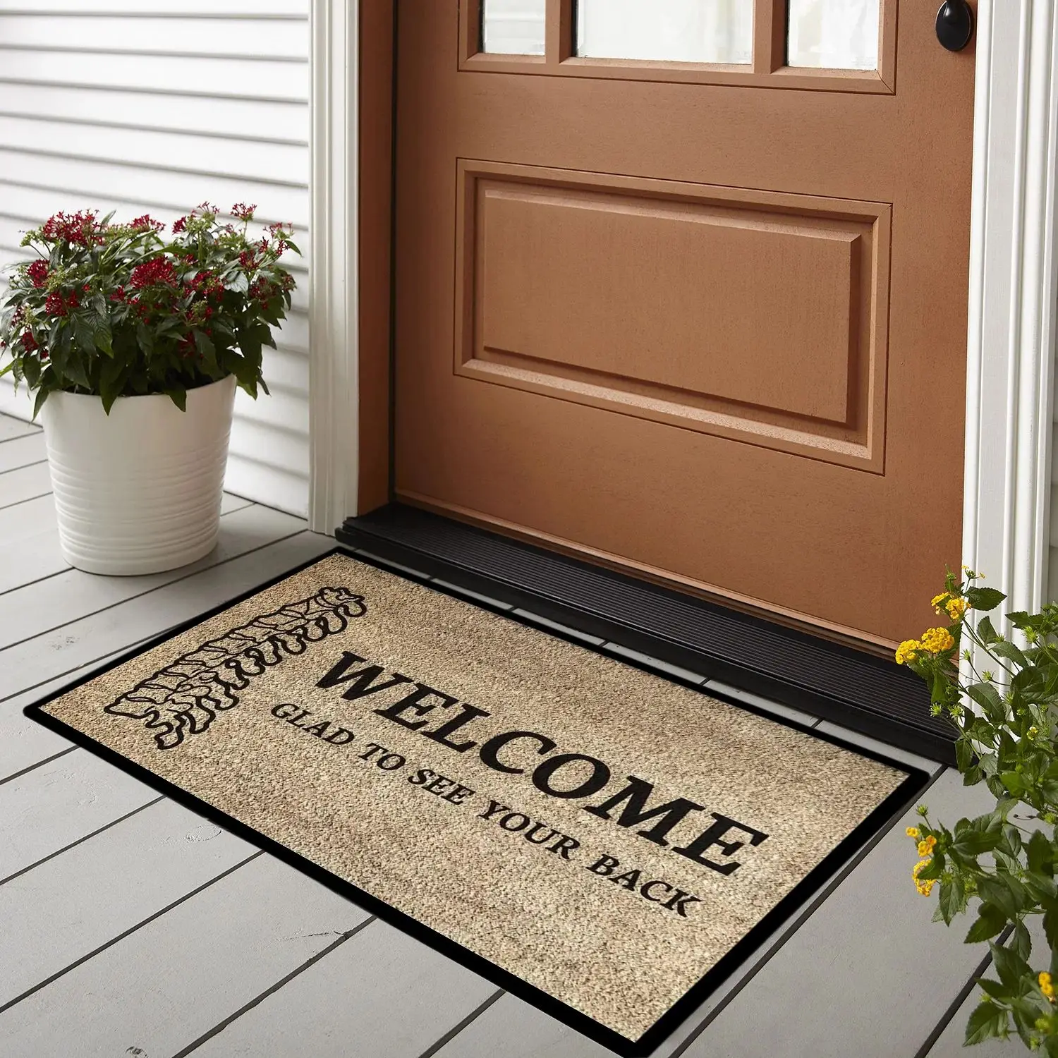 Welcome Glad to See Your Back Funny Door Mat Rubber Non Slip Entryway Rug Chiropractor Physiotherapy Business Mat Gift Foot Mat