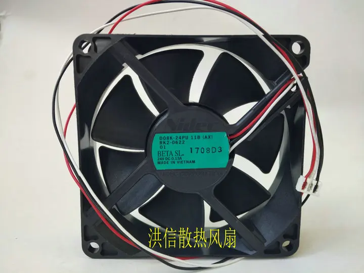 

Nidec D08K-24PU 11B DC 24V 0.13A 80x80x25mm 3-Wire 80mm Cooling Fan