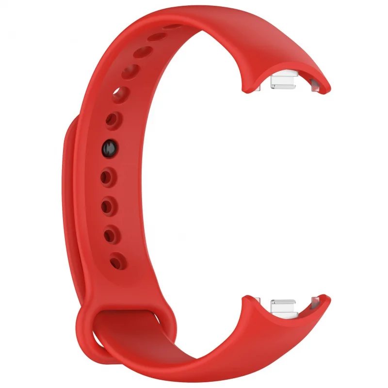 Ajustável Sport Pulseira para Xiaomi Mi Banda 8, Cor Sólida, Silicone, Conector de Metal, Alça Respirável, Pulseira, Pulseira