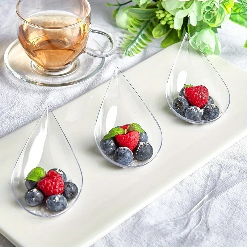 50pcs, Plate Plastic Tasting Appetizer Plate, Disposable Serving Plate, Small Catering Dessert Tasting Cups