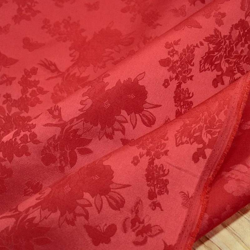 

New Chinese-style national trend heavyweight silk blended jacquard satin fabric niche design clothing