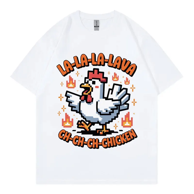 

Lava Chicken Funny Game T-shirt Men's Women's Fashion Cartoon Short Sleeve T-shirts Summer High Quality Cotton Oversized T Shirt