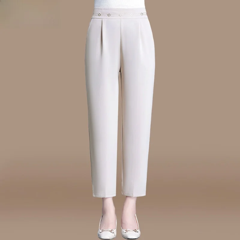 

Casual Harem Pants Women's Spring Autumn Thin New Sle Nine Points Pants Mom's Spring Faion Casual Suit Pants Loose Fit