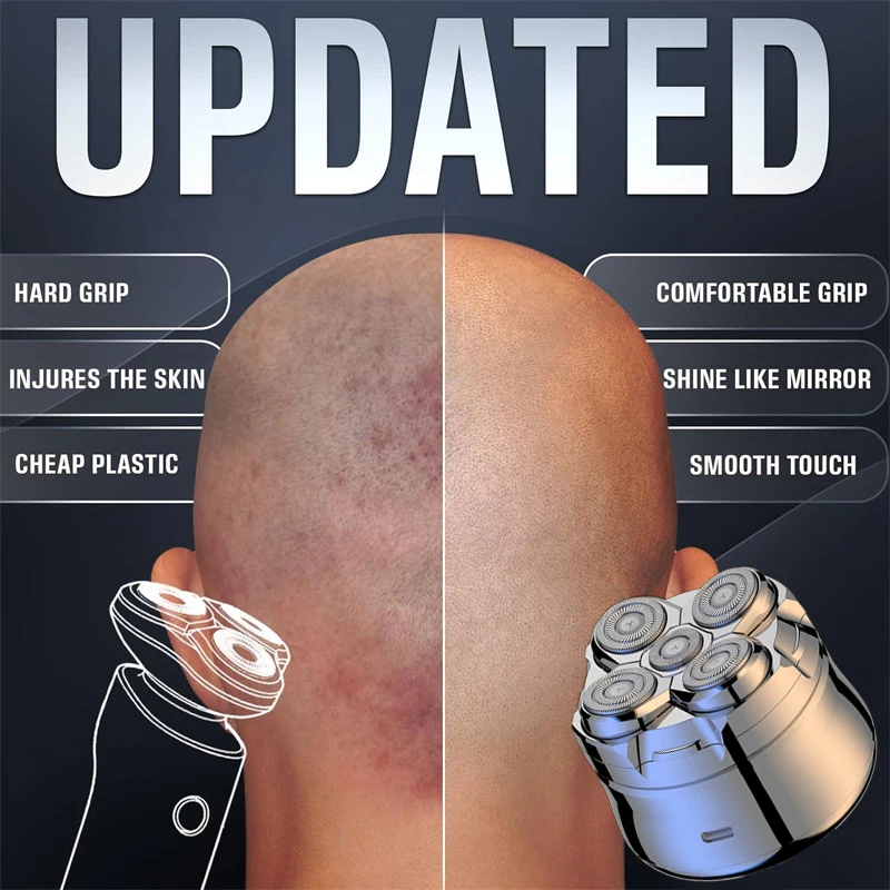 Head Shavers for Bald Men Magnetic Electric Face Shaver, Rechargeable Cordless Razor LED Display Waterproof Trimmer Head Razors