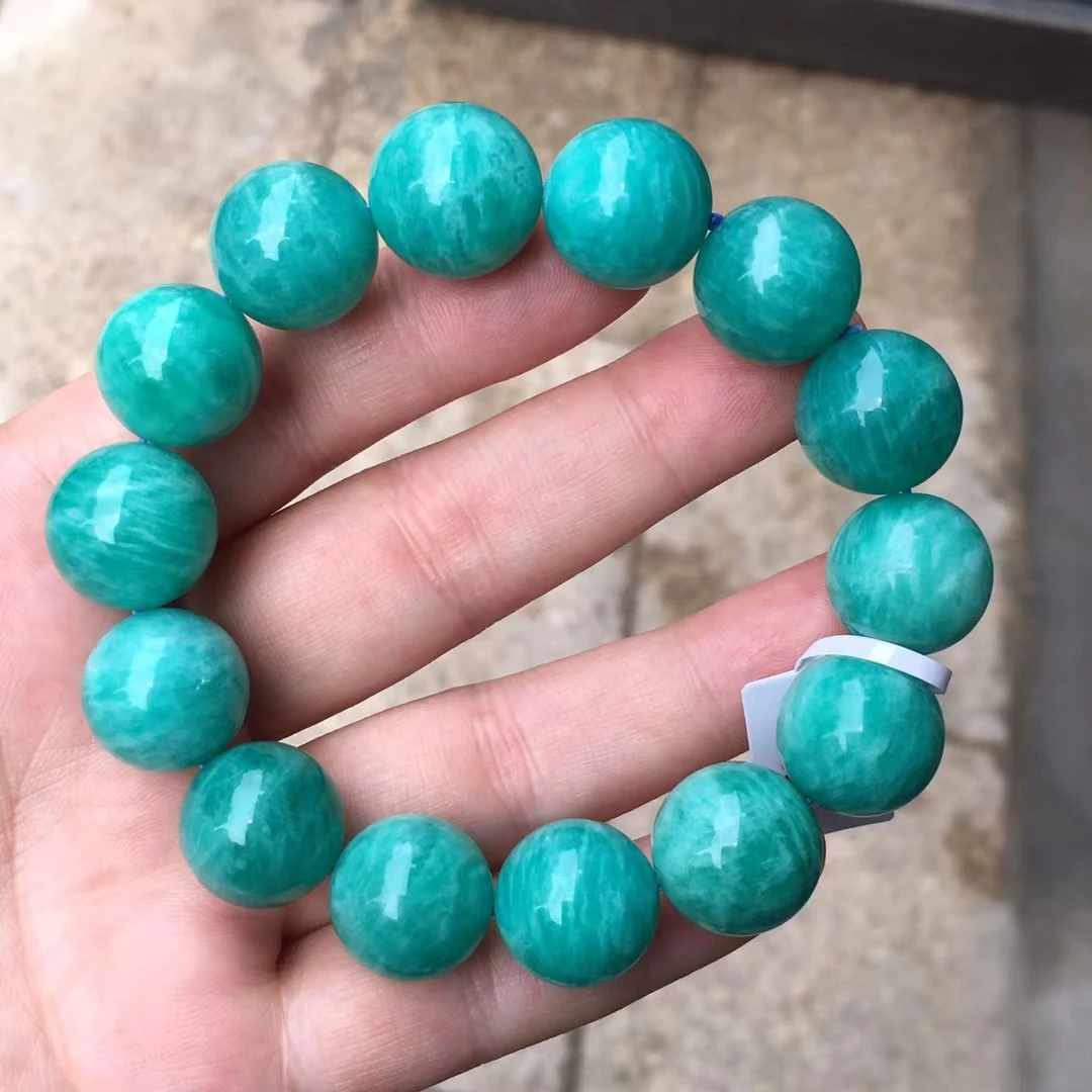 

Natural Green Amazonite Quartz Bracelet 15.6mm Blue Amazonite Russia Jewelry Clear Rectangle Beads Women Men AAAAA