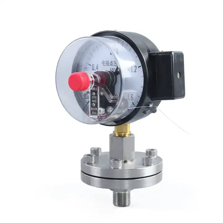 YTP-100 1.6MPa magnetic-assisted electric contact diaphragm pressure gauge Anti-blocking diaphragm   pressure gauge