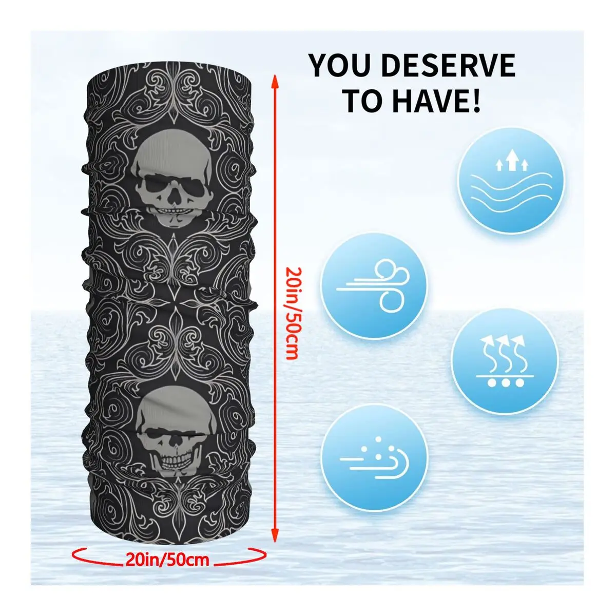 Skull Pattern Headband Neck Warmer Men Ski Running Tube Scarf Medical Nurse Face Bandana Gaiter