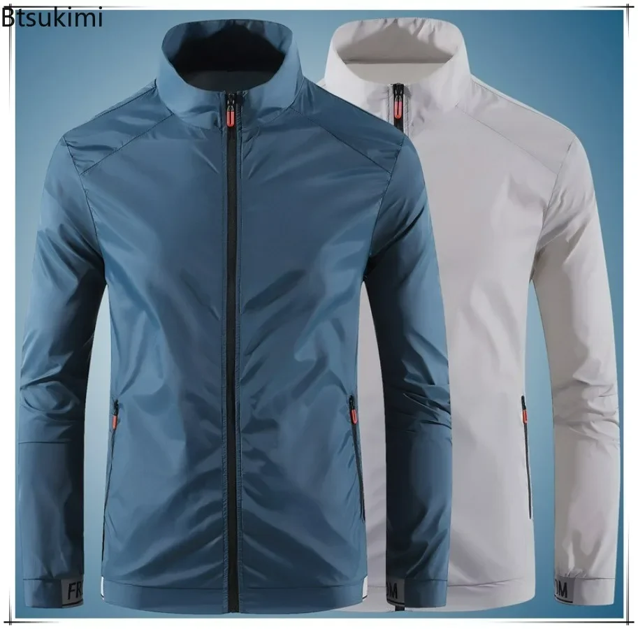 New Men's Breathable Lightweight Jacket Outdoor Sport Stand Collar Zipper Sunscreen Clothes Male Quick Dry Fishing Riding Coats