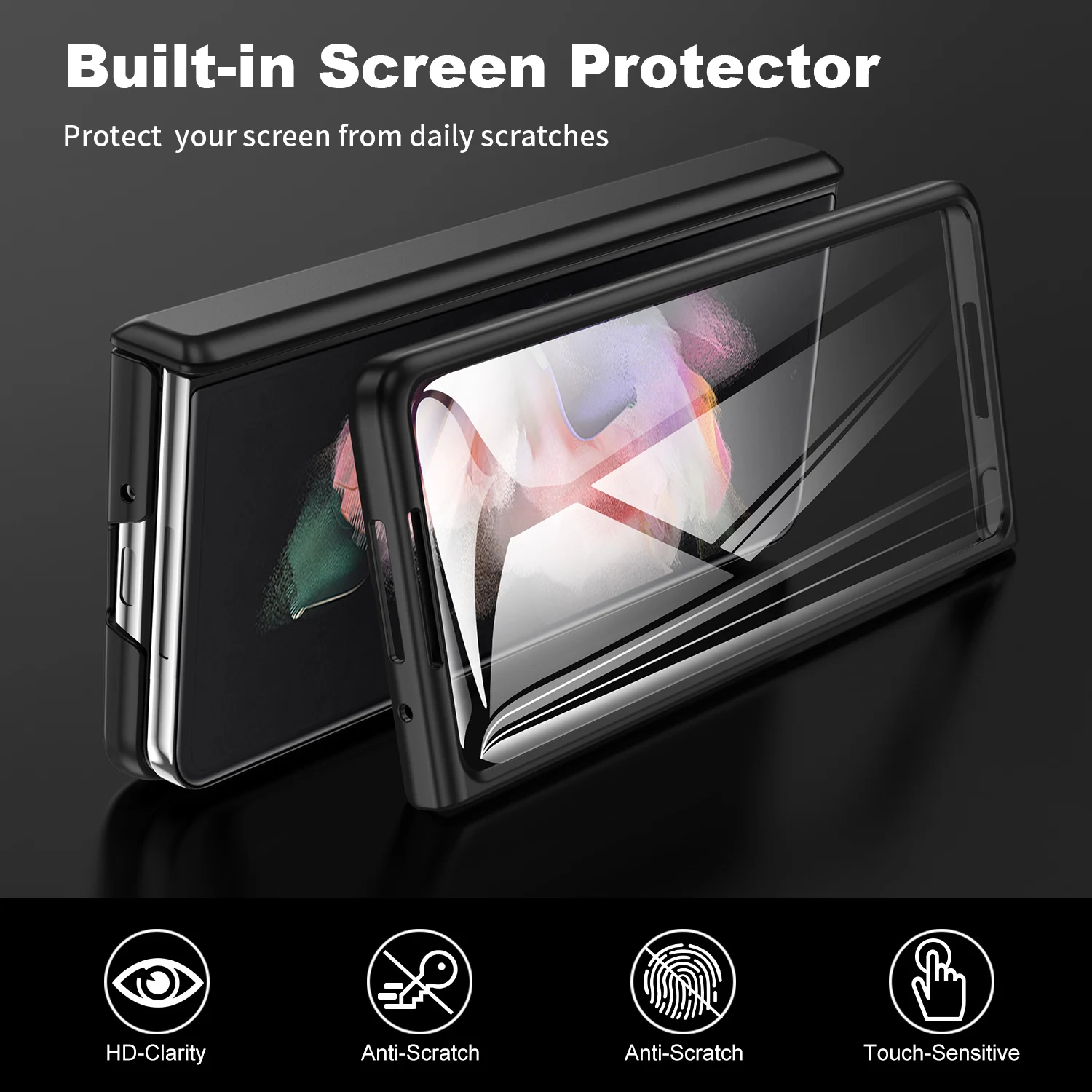 for Samsung Galaxy Z Fold 3 Case Full Body Hinge Protection Ultra-Thin PC Shockproof Cover Built-in Screen Protector Phone Cases