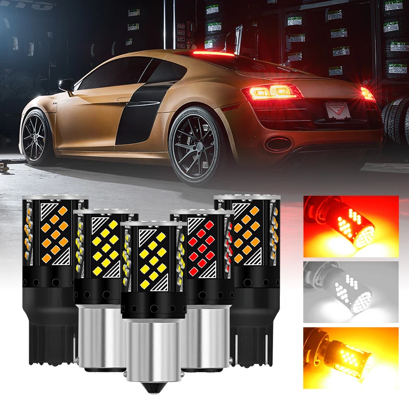

1156 BA15S P21W BAU15S PY21W 1157 BAY15D P21/5W 2016 70SMD Canbus No Error LED Bulb Turn Signal Light Auto Reverse Lamp 12V 80V
