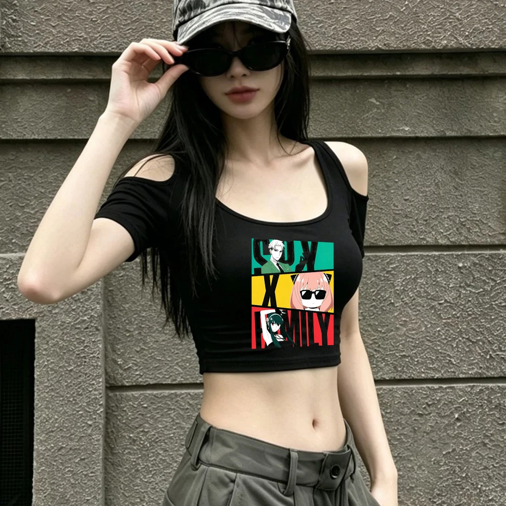 Camiseta corta Spy x Family para mujer, estilo alternativo, verano, estilo años 2000, linda camiseta de manga japonesa Y2K, estilo dollette