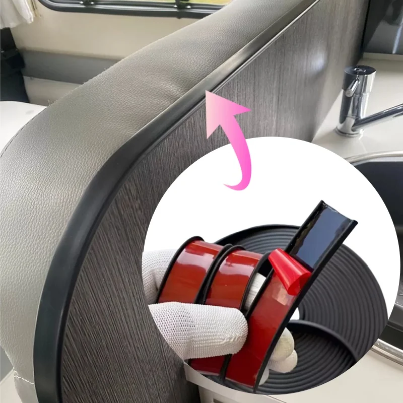 Self Adhesive U-Shaped Edge Banding For Motorhome Caravan RV Camper Furniture Floor Venner Edging Trim 15mm Width 5m Length