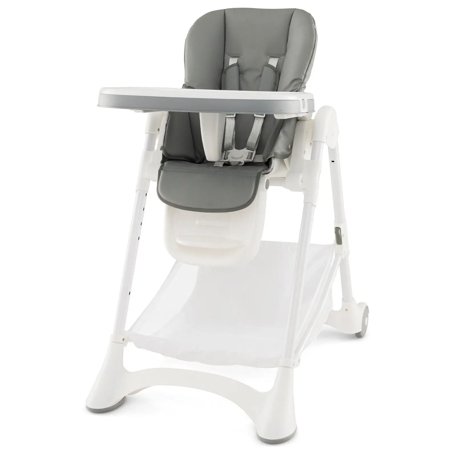 GOFLAME Folding Baby High Chair Adjustable Convertible High Chair W/ Detachable Cushion