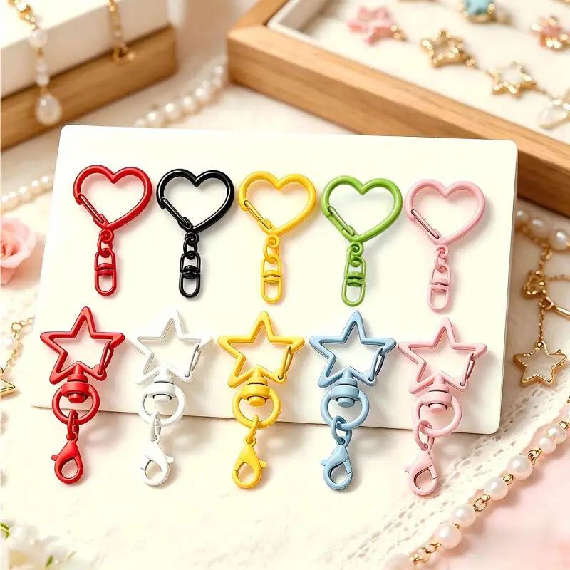 10-100Pcs Star Shaped Snap Keychain Lobster Claw Clasp with Hanging Buckles Jump Rings for DIY Crafts Jewelry Accessory Gift - Detail 1