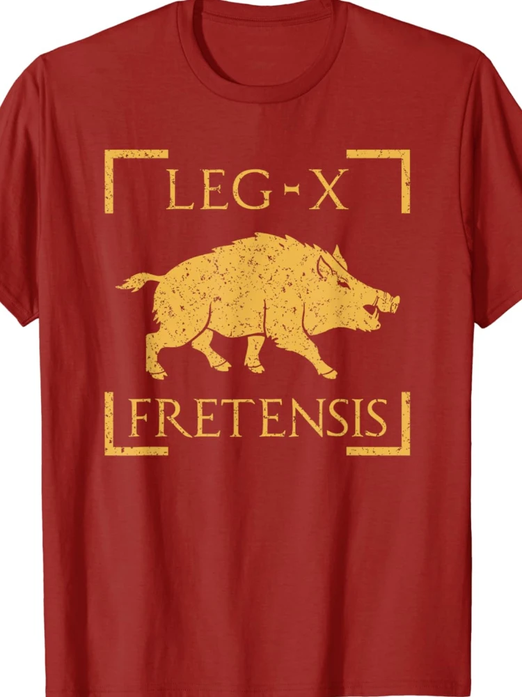 Legio X Fretensis Boar Emblem Roman Legion T-Shirt Short Sleeve Casual 100% Cotton T Shirt