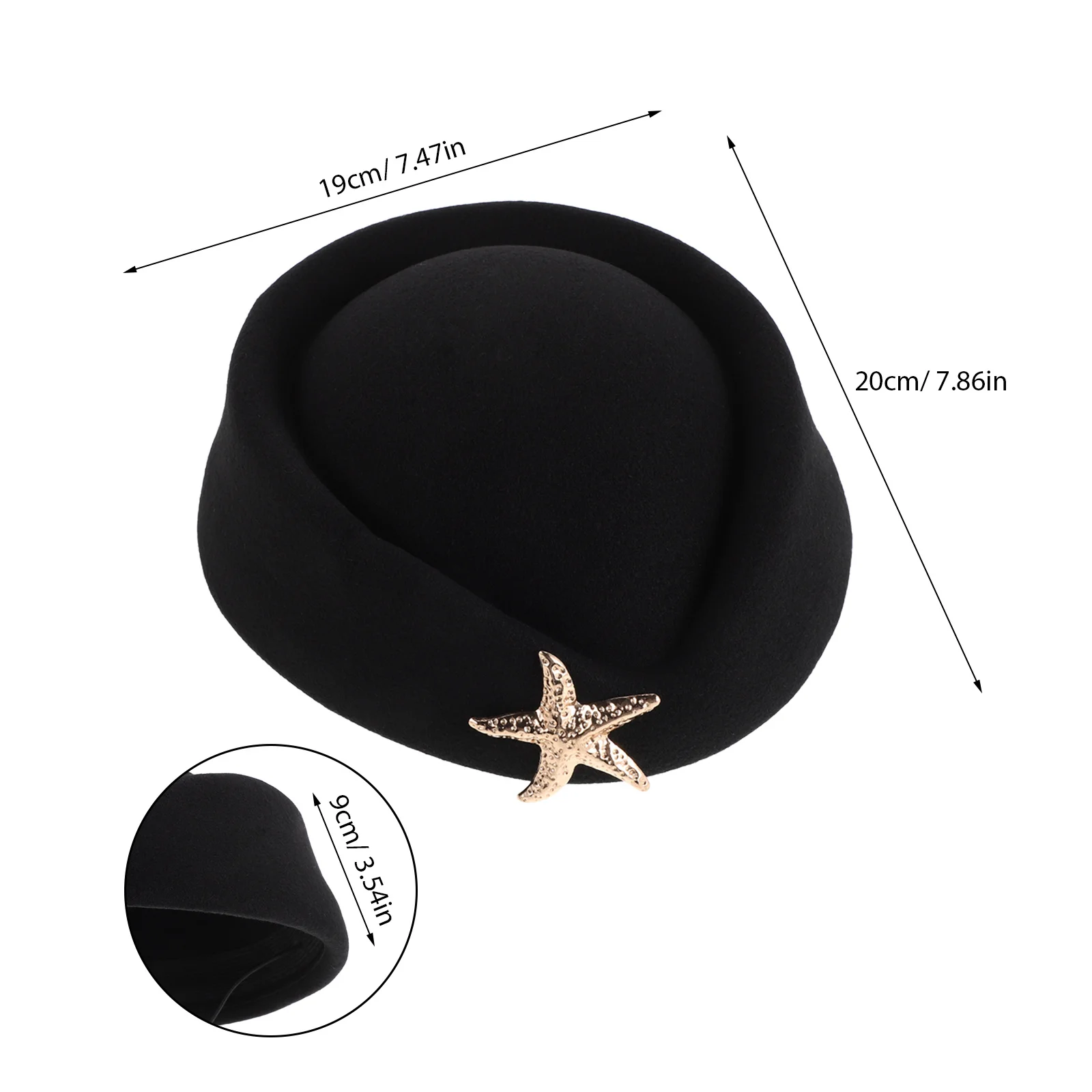 Filz Flugbegleiterin Uniform Hut Seestern Französisch Stil Atmungsaktive Stewardess Kostüm Leistung Kappe Rollenspiel Zubehör