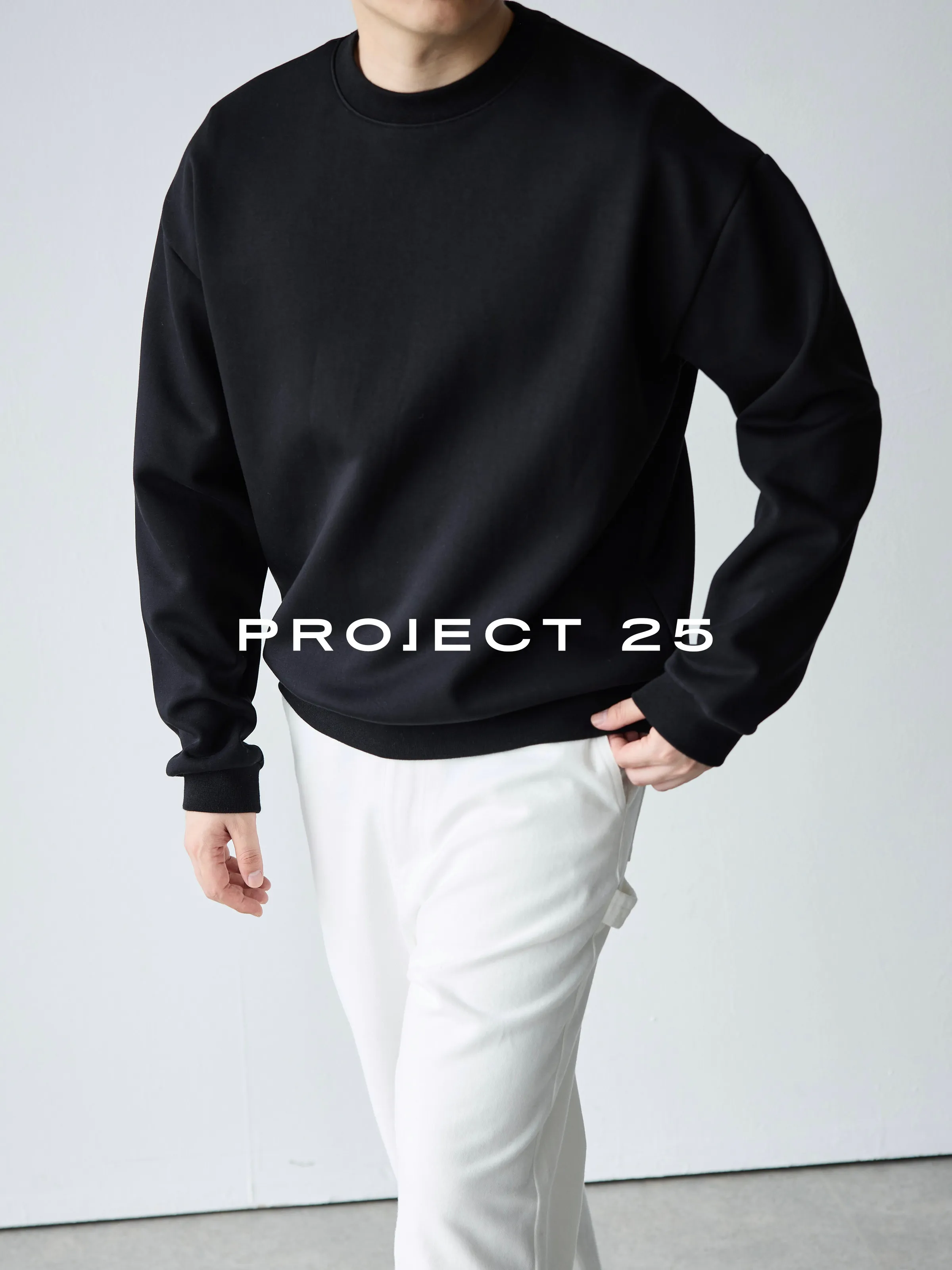 PROJECT 25 Men's Casual Daily Wear Lyocell Air Layer Round Neck Sweatshirt Loose Drop Shoulder Heat Retention Anti-Wrinkle