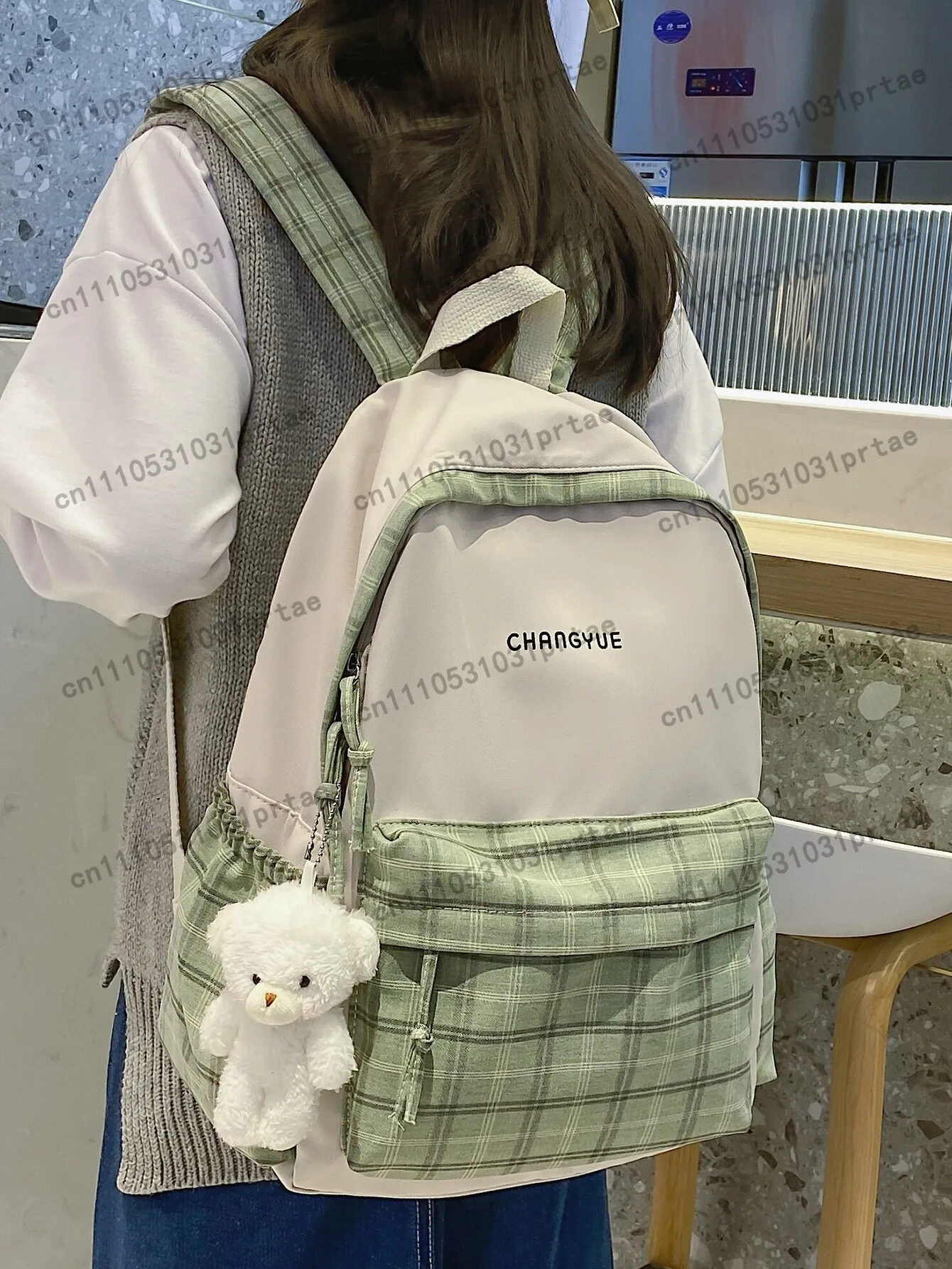 Waterproof,Lightweight Plaid Graphic Doll Decor Backpack School Bag For Graduate, Teen Girls, Freshman, Sophomore, Junior & Seni