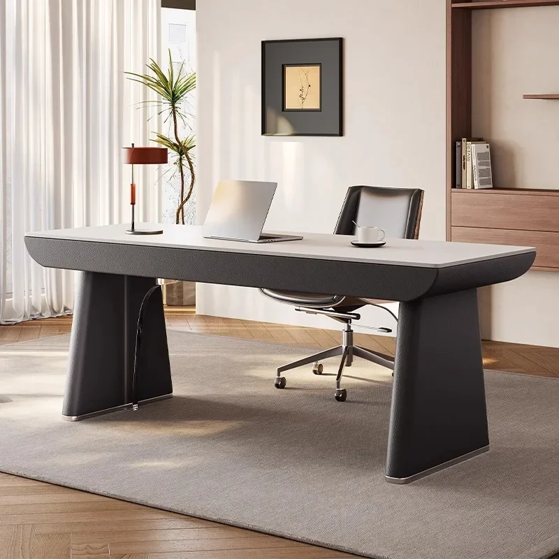 Italian minimalist desk, study designer desk, long workbench, modern home living room slate desk