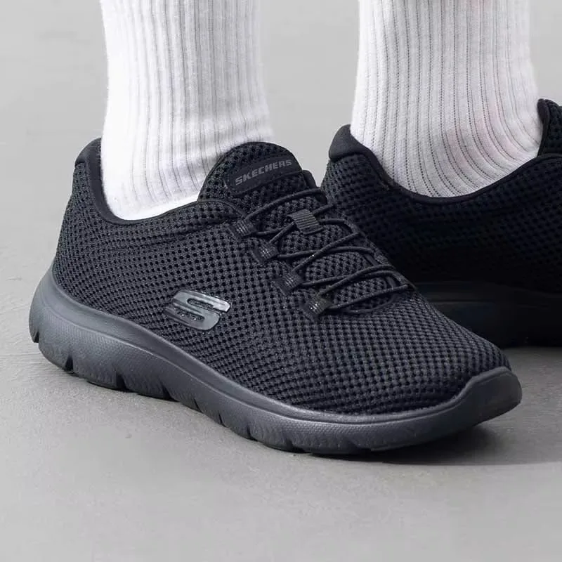 Skechers Women Walking Shoes 12985-BBK, All Black Breathable Mesh Casual Sneakers, Lightweight Workout Footwear Free returns