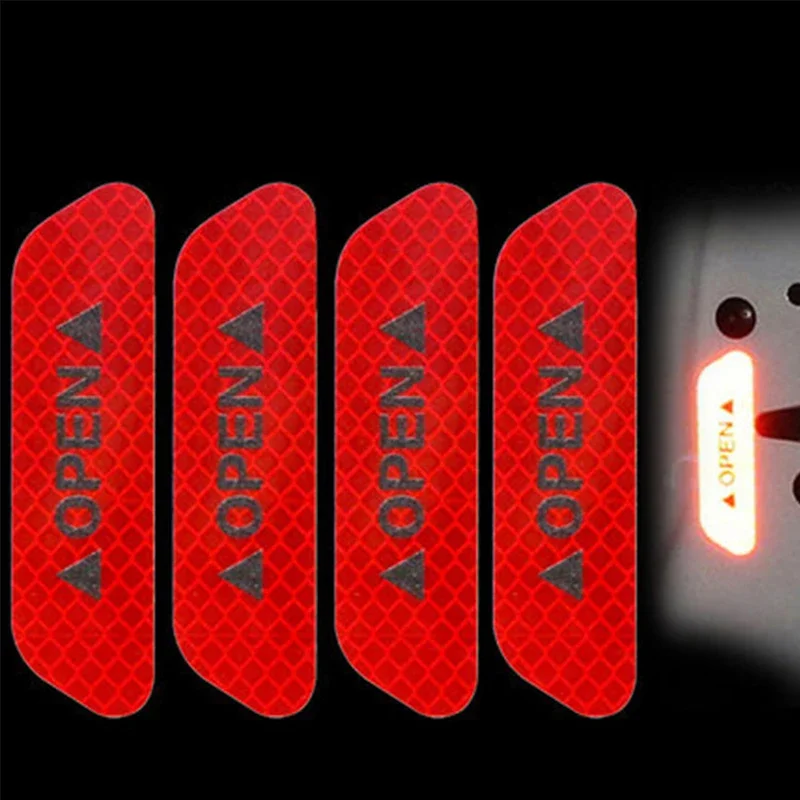 Pegatinas universales para puerta de coche, marca de advertencia de seguridad, cinta reflectante abierta, pegatina para casco de motocicleta y bicicleta, accesorios para coche, 6 uds.