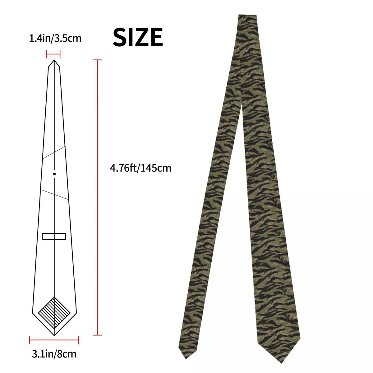 Gravata Clássica Tigre Listra Camo dos homens, Seda Personalizada, Militar, Camuflagem Tática, Gravata Negócios