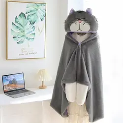 Disney Lucifer Cat Cute Anime Peripheral Air Conditioned Blanket Hooded Cloak Air Conditioned Room Nap Blanket Student Shawl