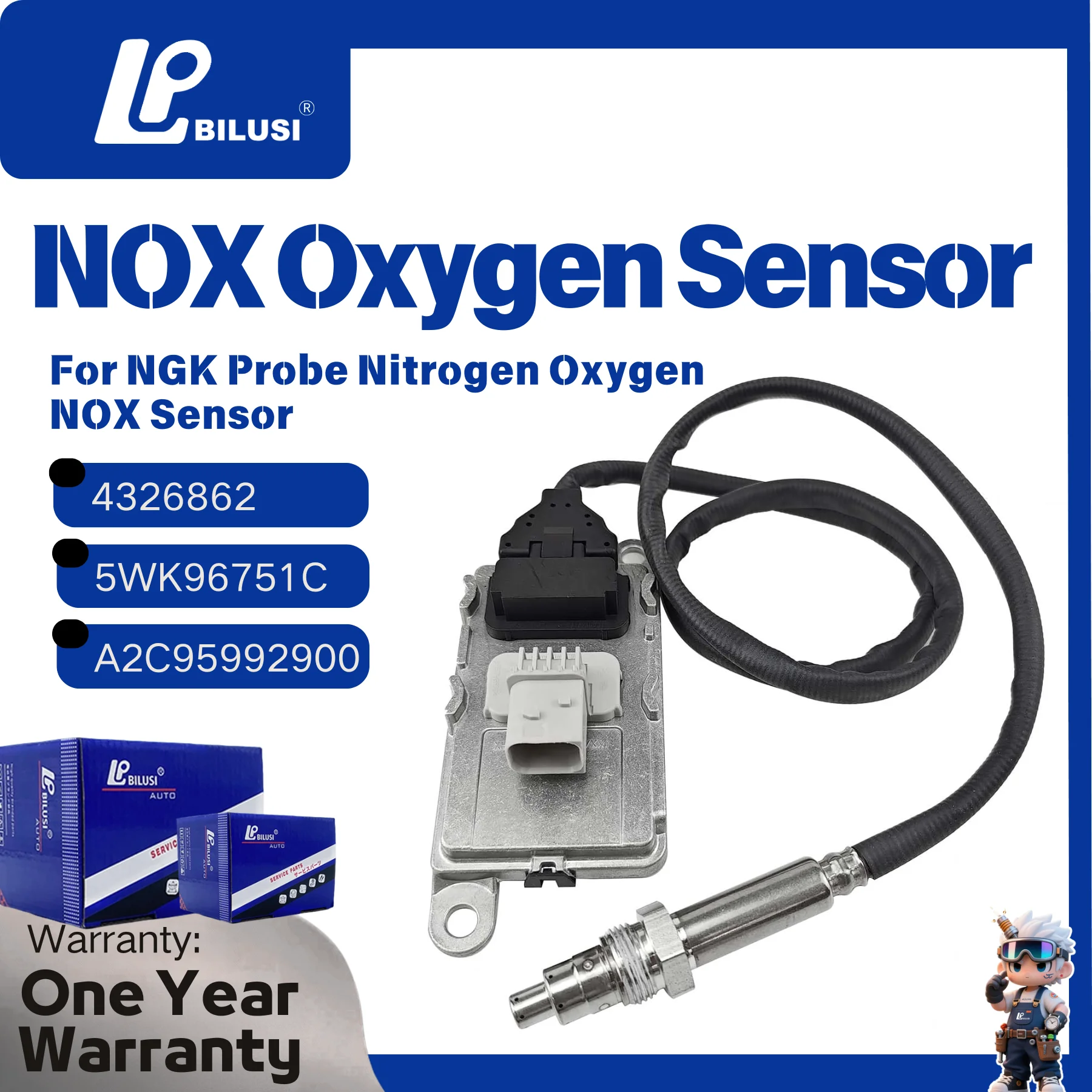 

Датчик кислорода и оксидов азота NGK (NOx) 4326862 5WK96751C 5WK96751A 4326470 2897309 3688978 2872945 для двигателей Cummins 24В