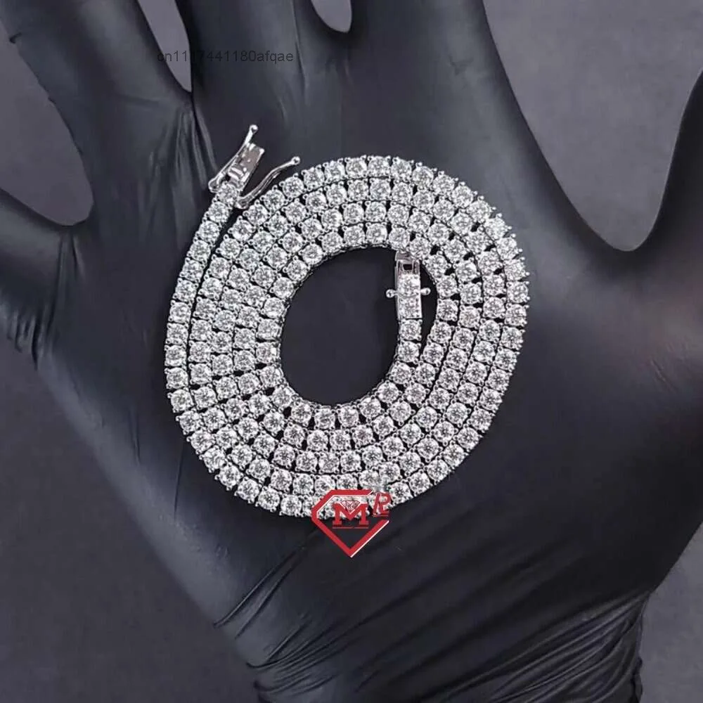 Selling 3mm Tennis Necklace Iced Out Vvs Diamond Chain Moissanite.
