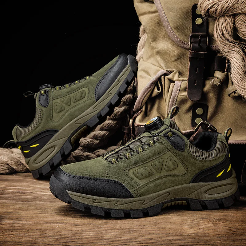 Lynjacye Quick Lace Knob Outdoor Lover Trekking Shoes Men Waterproof Hiking Shoes Mountain Boots Anti Slip Walking Shoes