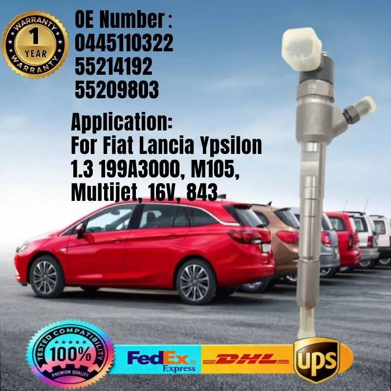 

0445110322 55214192 55209803 Common Rail Fuel Injector for Fiat Lancia Ypsilon 1.3 d 105 199A3000, M105, Multijet Engine