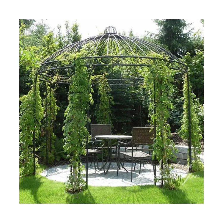 Modern Garden Decoration Use Large Wrought Iron Gazebos and Iron Table Chairs for Sale