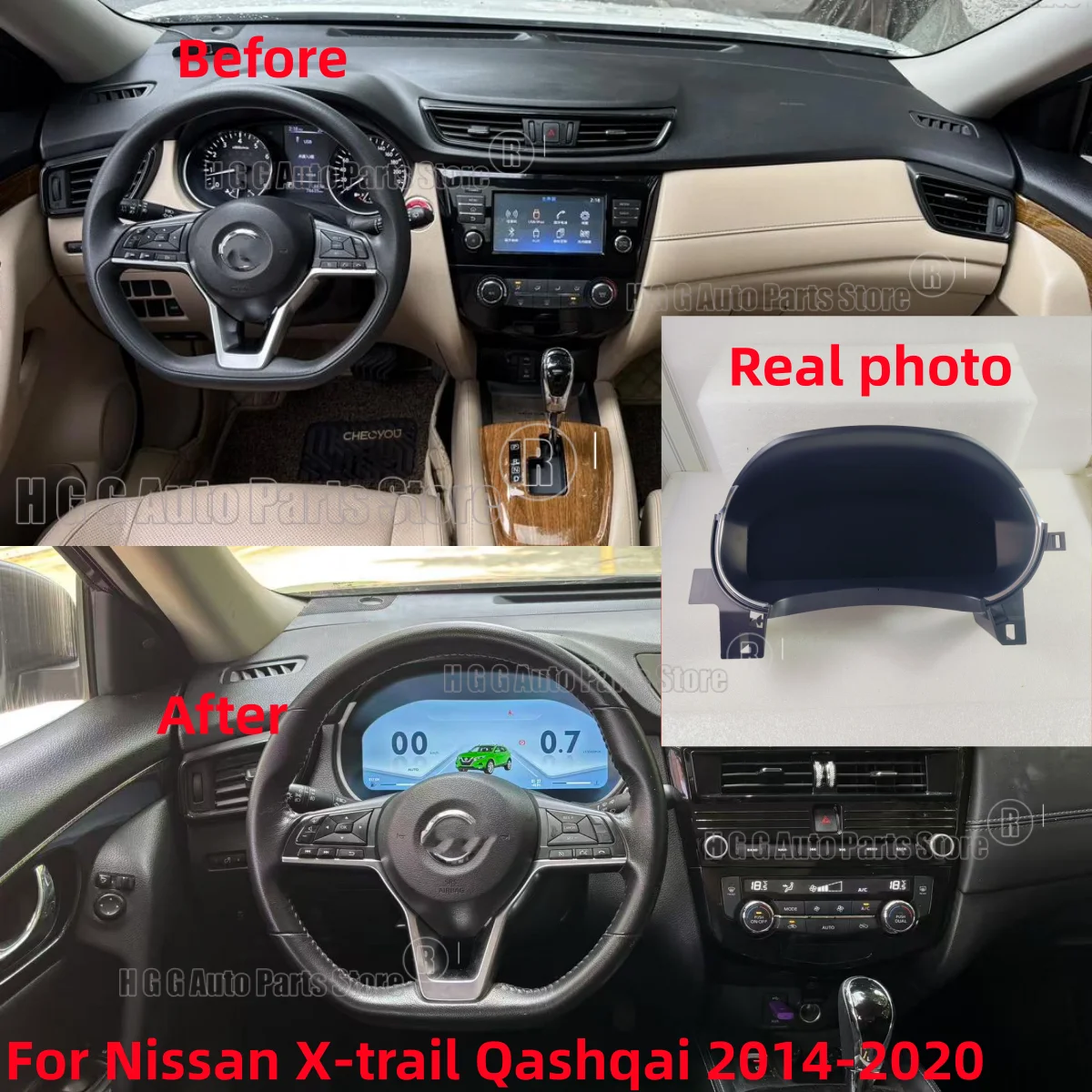2026New Upgradation Digital LCD Cluster For Nissan X-Trail Qashqai 2014-2020 Car Dashboard Panel Digital Dashboard Speedometer