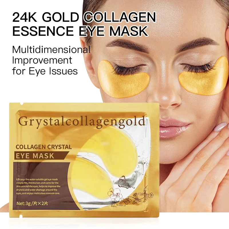 

20 пар 24-каратных коллагеновых масок для глаз с золотыми кристаллами, увлажняющие, против морщин, темных кругов, против старения, патчи для глаз, уход за кожей