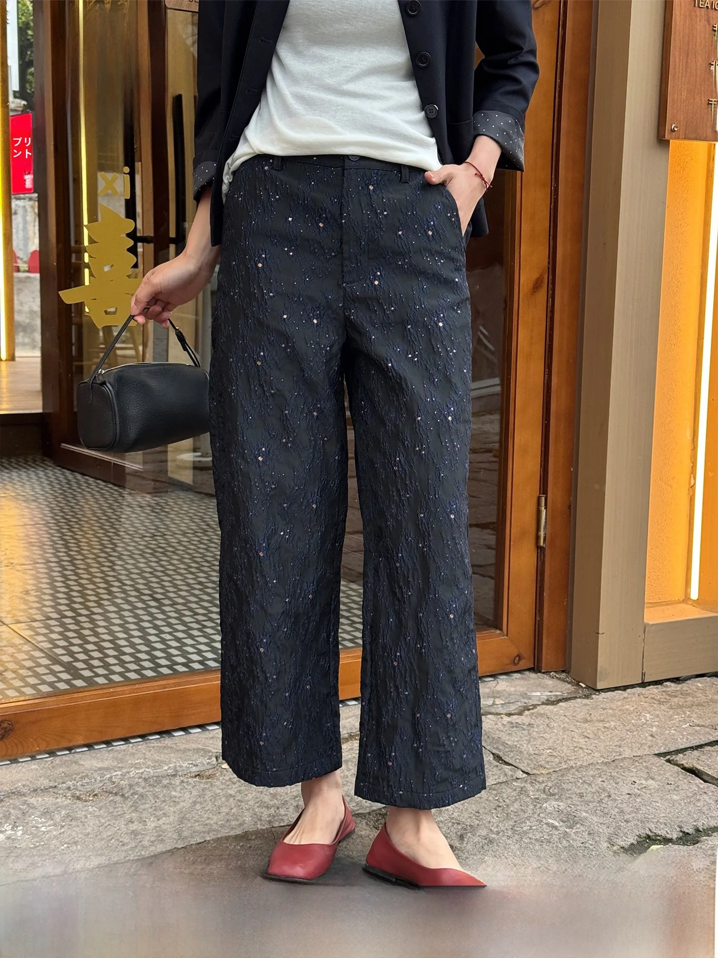 

Loose Design Slimming Straight Leg Casual Pants Women's Miniature Summer New Style Comfortable Elastic Waist Polyester Blend