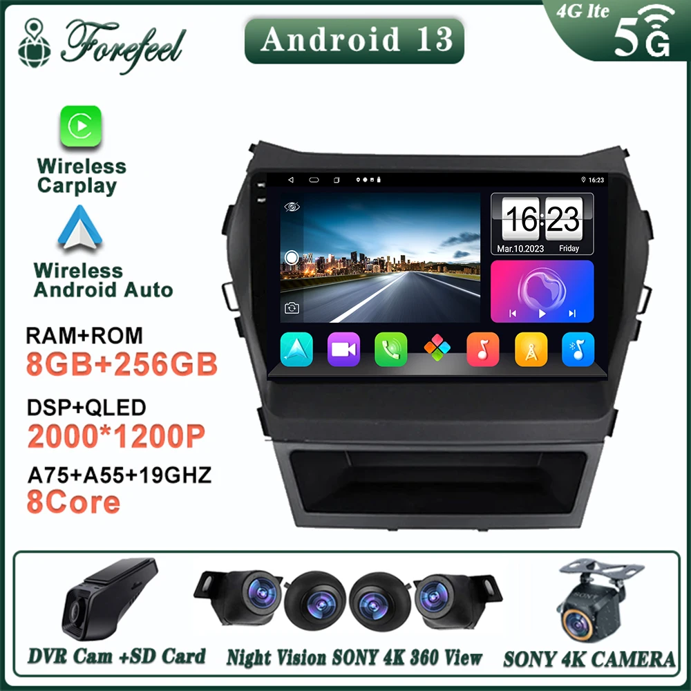 

Android 13 For Hyundai IX45 Santa Fe Top Level Navigation Player Multimedia Autoradio No DVD No 2 Din Car GPS Stereo Video Radio