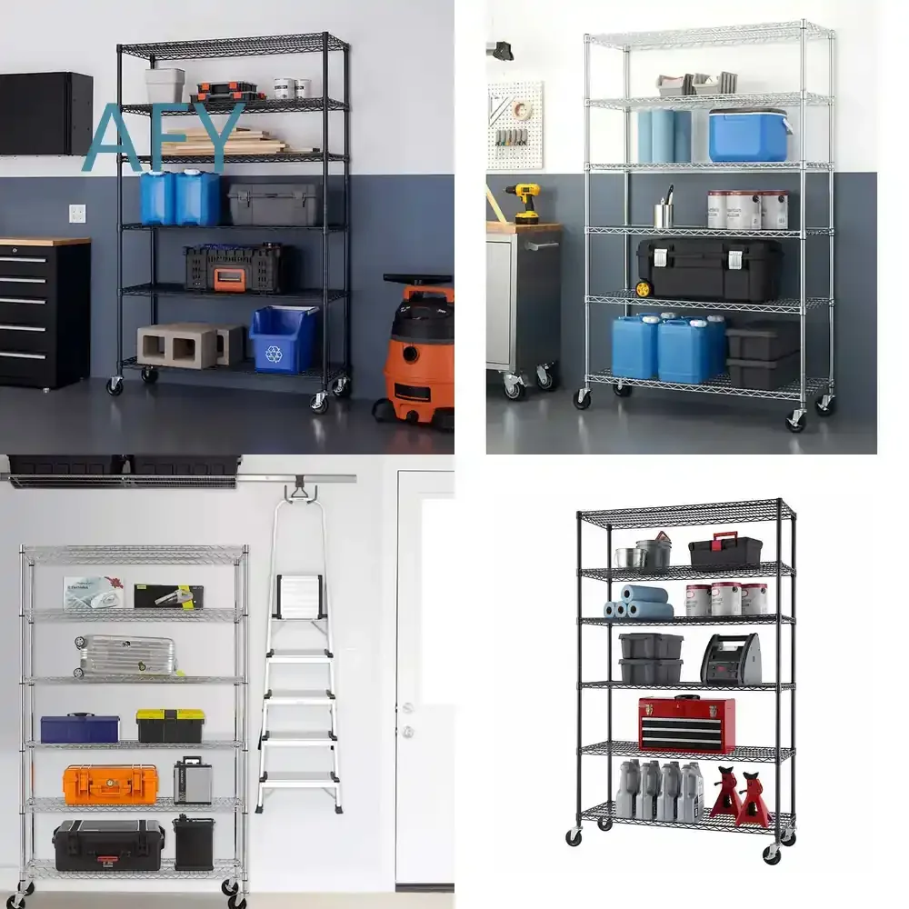 6-Tier Heavy Duty Industrial Metal Storage Unit for Warehouse Pantry Utility Shelving Racks High Capacity Wire Shelving