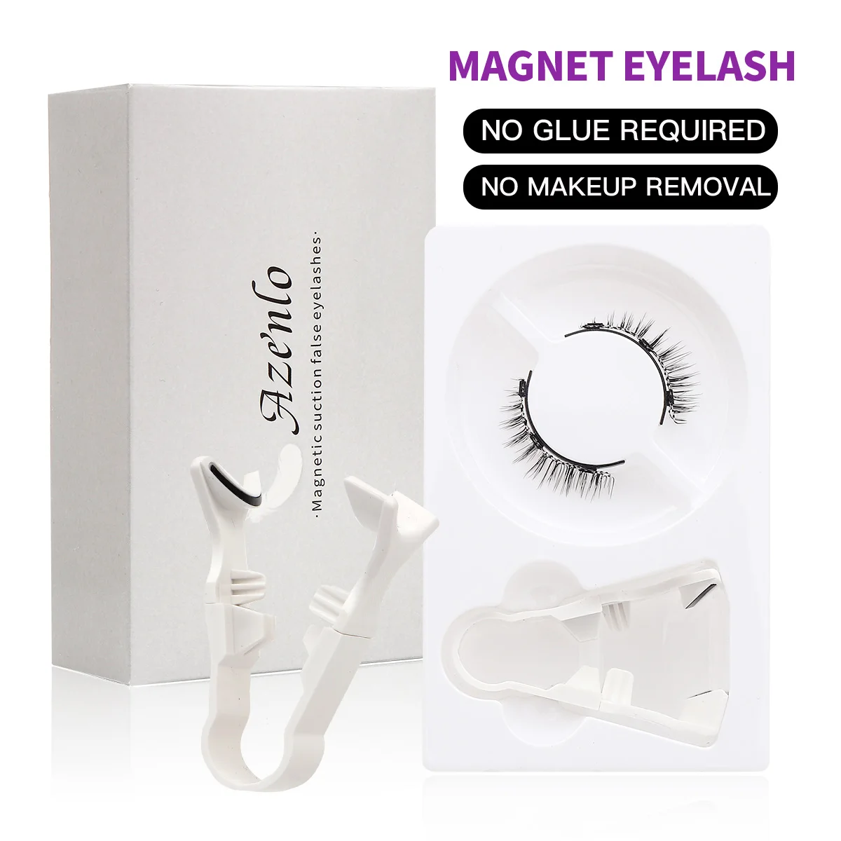 2Pairs Reusable Magnetic Eyelashes No Glue Needed Professional Premium 3D Magnet Eyelash 3-Step Press On False Eyelash