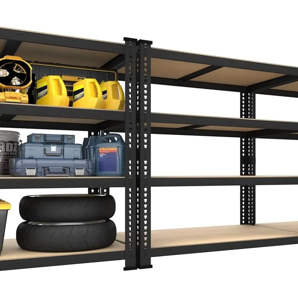 

3-Pack 4-Tier Adjustable Metal Storage Shelves, Heavy Duty Garage Utility Rack for Warehouse, Pantry, Closet, Kitchen, Black