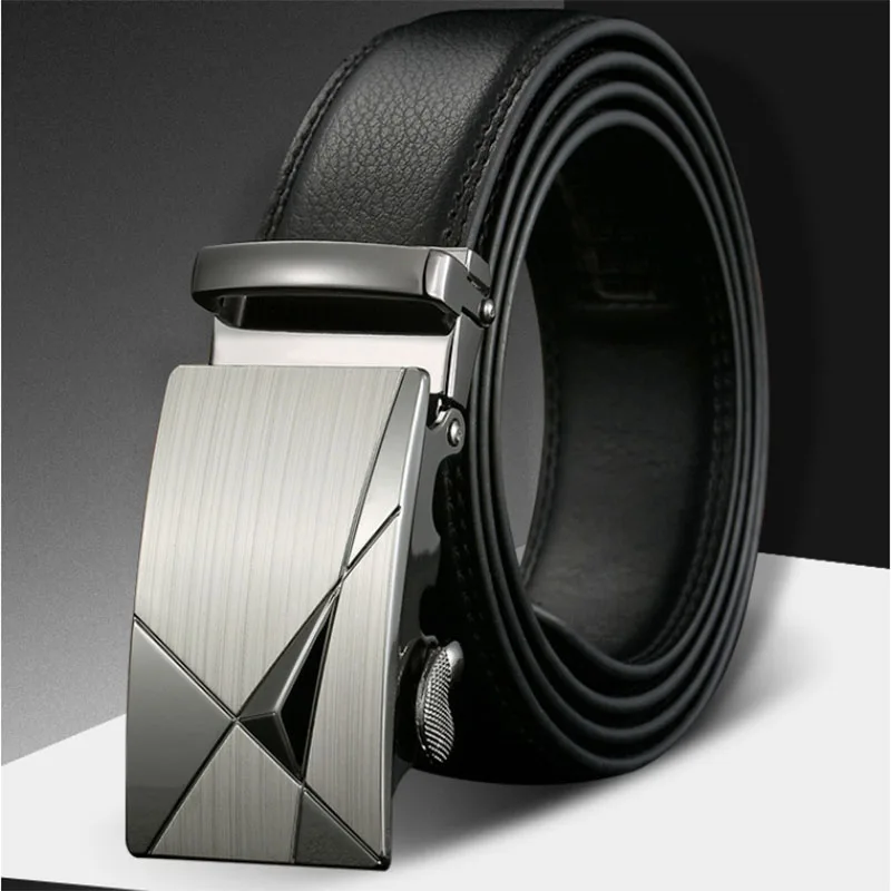 Cintura elegante da uomo con fibbia automatica larga 3,5 cm - Cintura sottile in pelle da lavoro per ufficio/intervista/regalo di nozze (100-170 cm)
