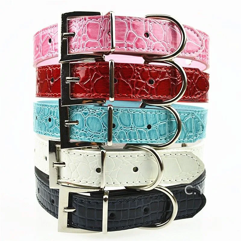 Luxurious Personalized DIY Pet Necklace Pu Crocodile Collar Cat Dog Collar Small And Medium Dog Collar Leather Rhinestone Bling