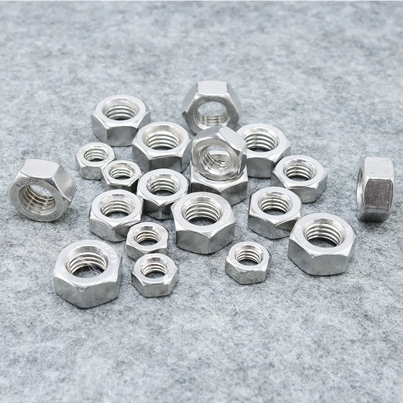 Hexagon Nut M2 M2.5 M3 M4 M5 M6 M8 M10 M12 DIN934 Metric Threaded Hex Screw Bolt Fine Hexagonal 304 Stainless Steel Metal Nuts