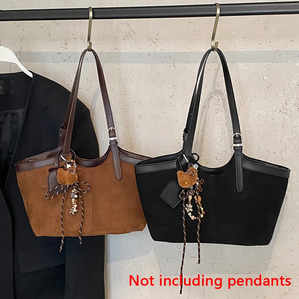 حقيبة يد نسائية بتصميم كلاسيكي من جلد الغزال للخريف والشتاء، حقيبة ركاب عالية الجودة ذات سعة كبيرة ومتعددة الاستخدامات