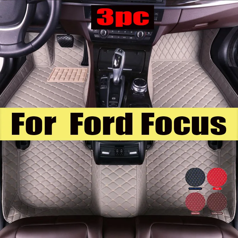 

Custom Leather Car Floor Mat For Ford Focus 2006 2007 2008 2009 2010 Interior Details Auto Carpet Rugs Foot Pads trunk mat