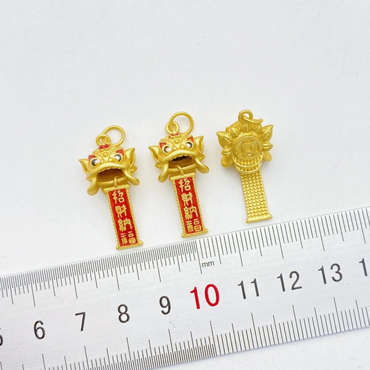 Imitation Gold Lucky Nafu Lion Dance Charm Pendant DIY Findings for Dragon Boat Festival Braided Rope Necklace Jewelry Making