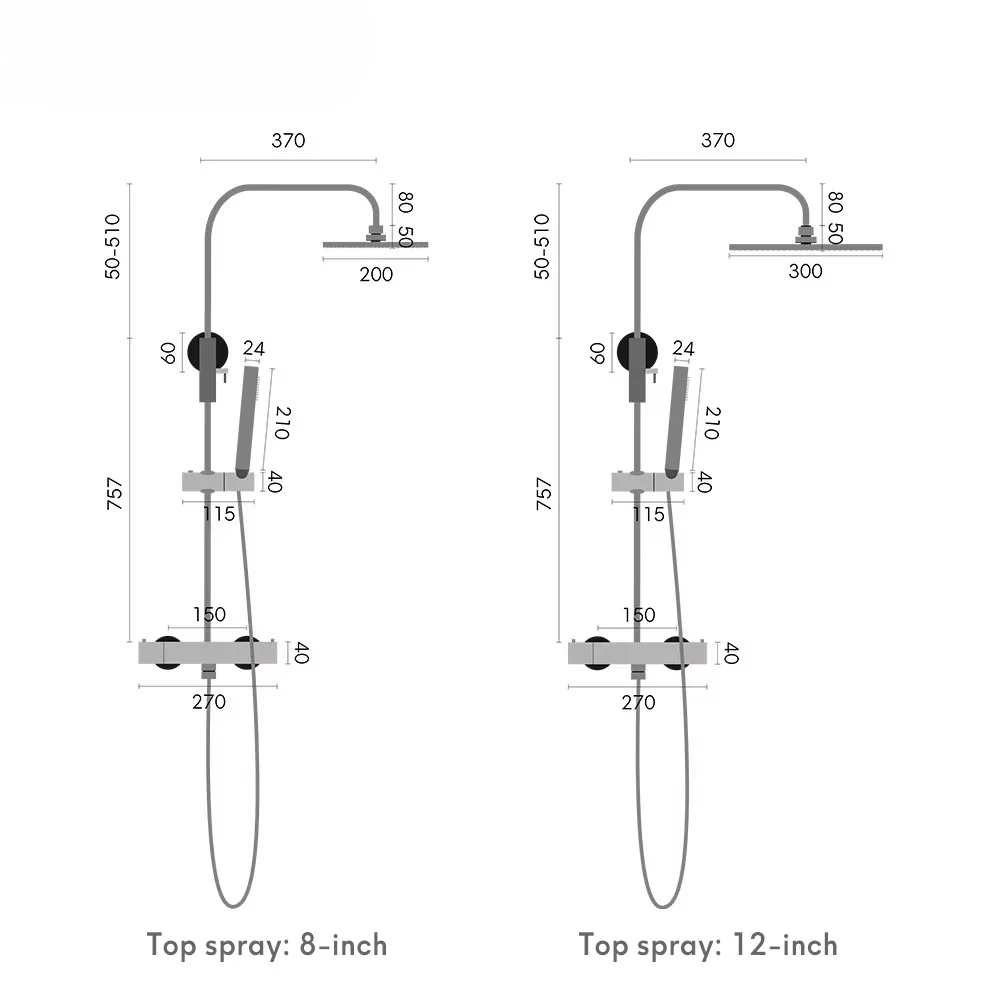 High Quality Bath Thermostatic Black Rain Shower Set Brass Hotel Bathroom Faucet Set view 3