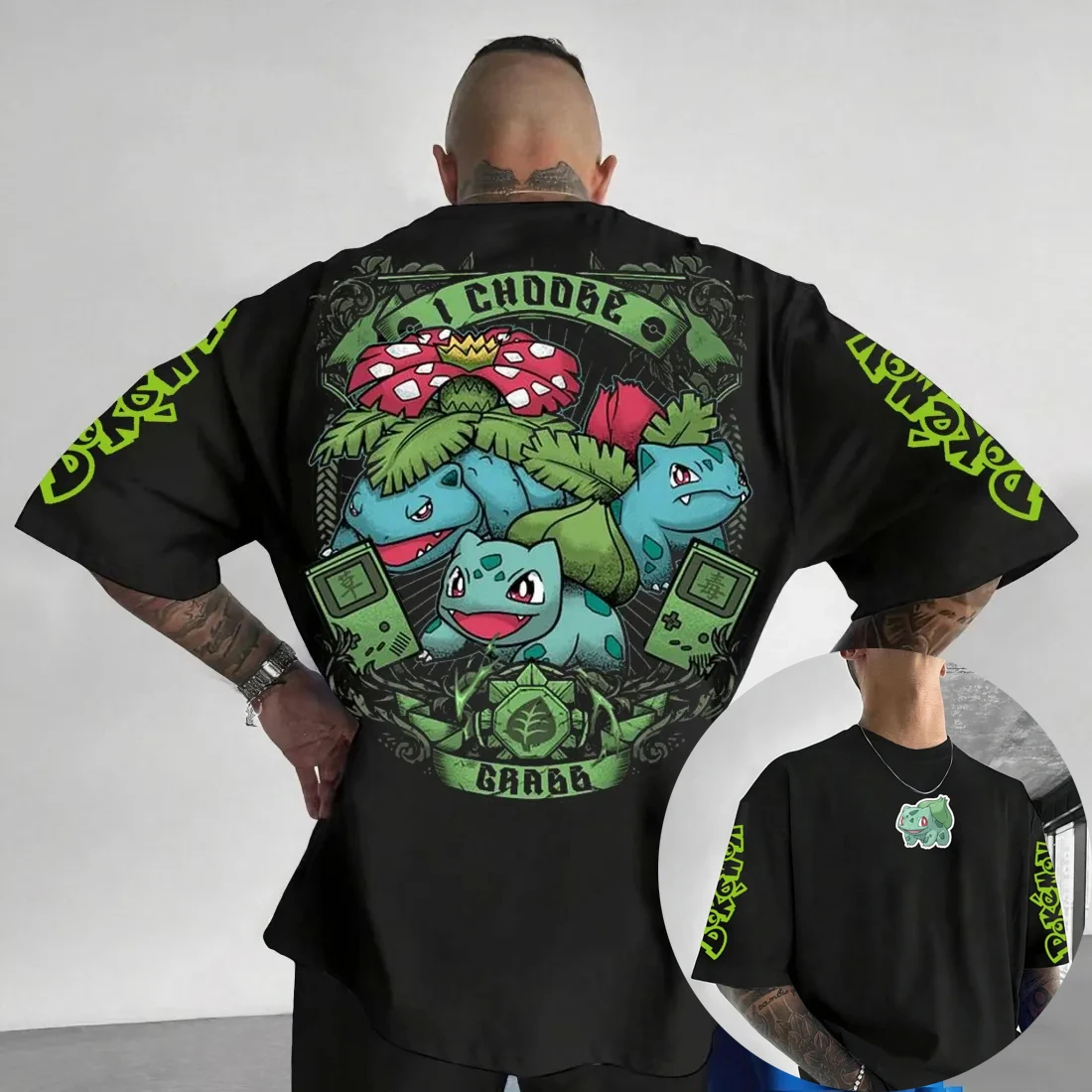 Summer Anime Pokémon Cosplay T-Shirt Cotton Short Sleeve Tops Casual Loose Retro T-Shirt Men Women Family Matching Outfits Tops