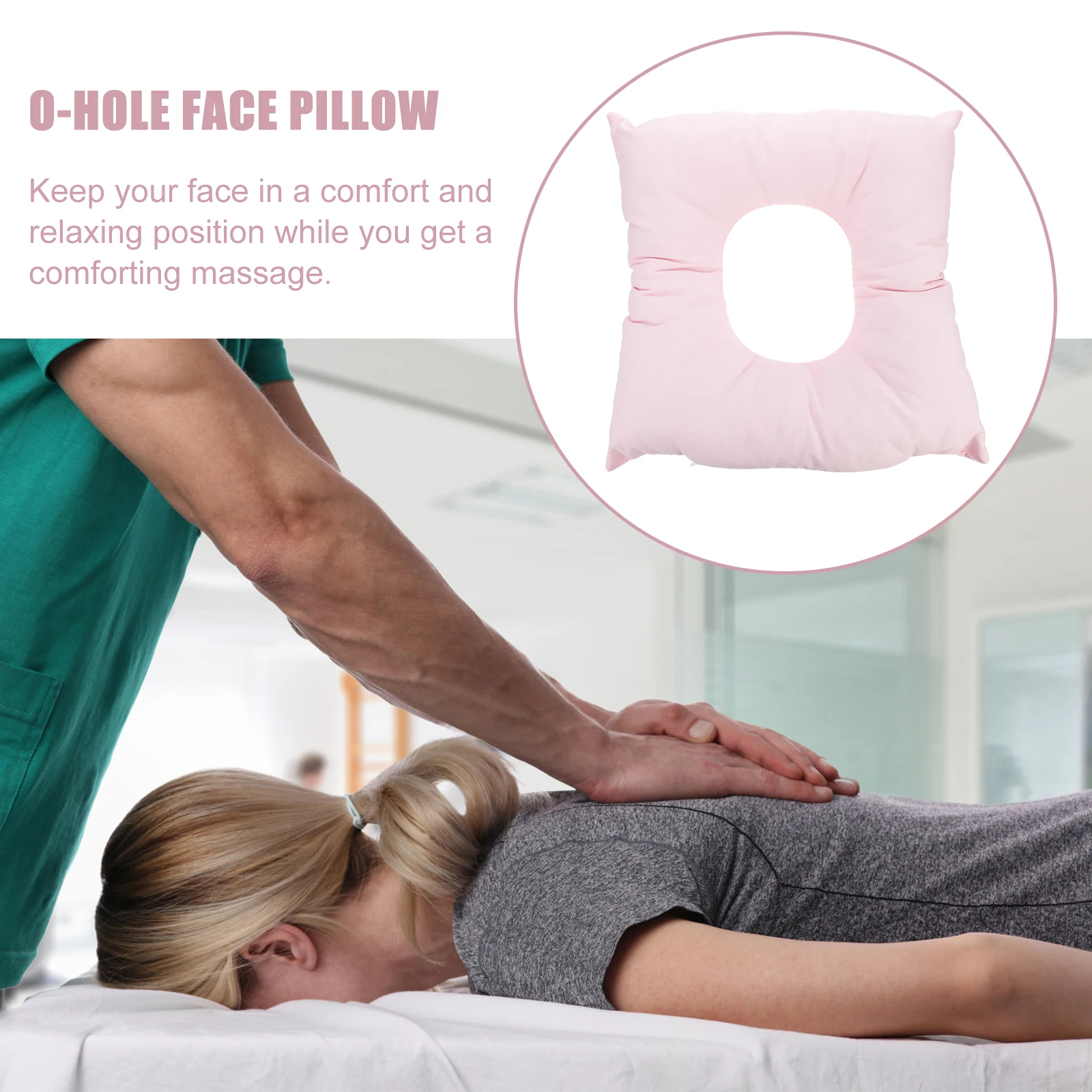 

Beauty Salon Face Down Pillow Pink Spa Massage Cushion Hollow O-hole for Neck Back Comfort Body RelaxReusable