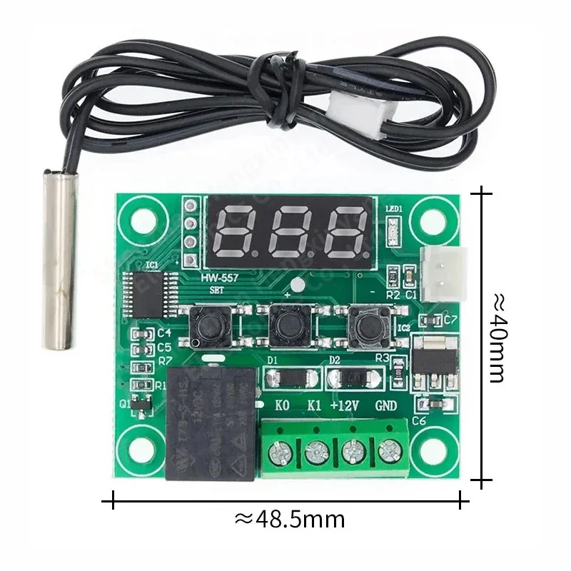 W1209 red light DC 12v Heat cool temp thermostat control switch temperature controller thermometer Thermo