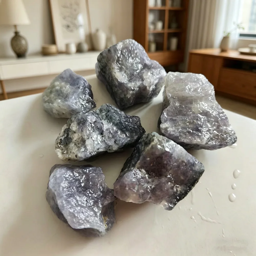 Natural Cordierite Iolite Stone Dichroite Mineral Specimen Water Sapphire Blue Gemstone for Jewelry Making Home Decoration Stone